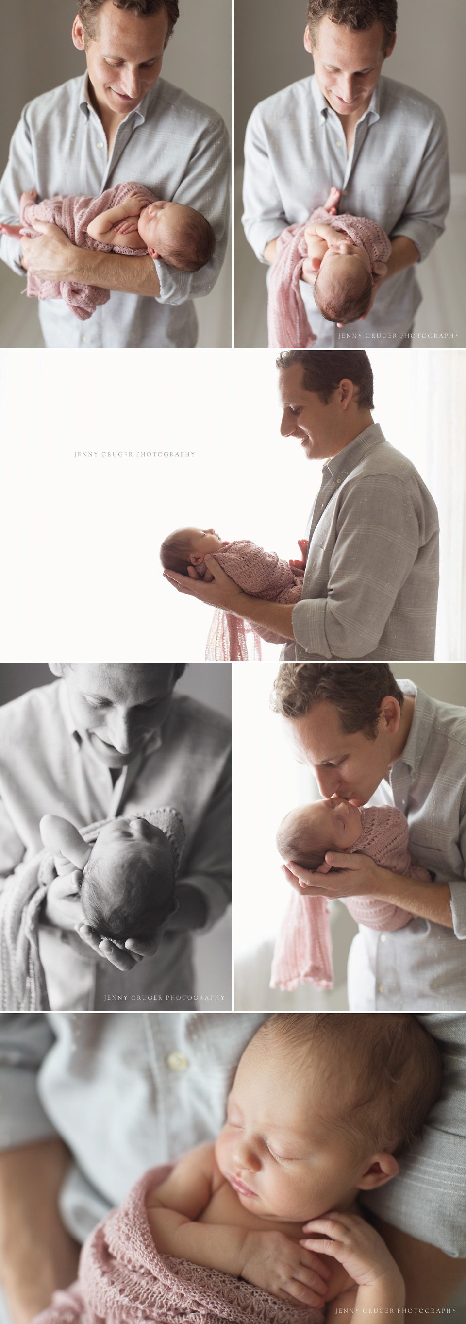 newborn photographer nashville | dad holding baby in front of window