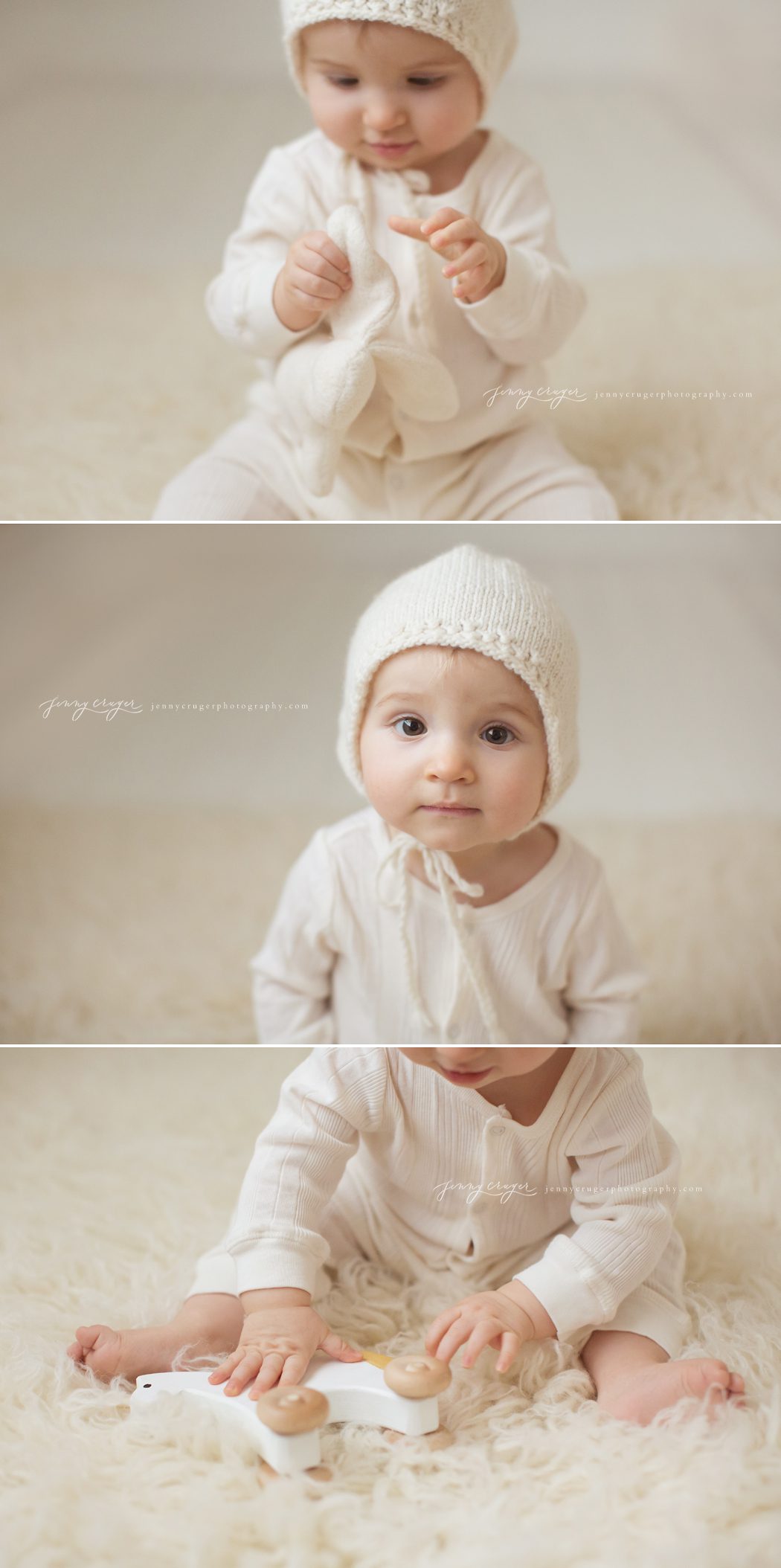 baby photography nashville | baby sitting up in bonnet 