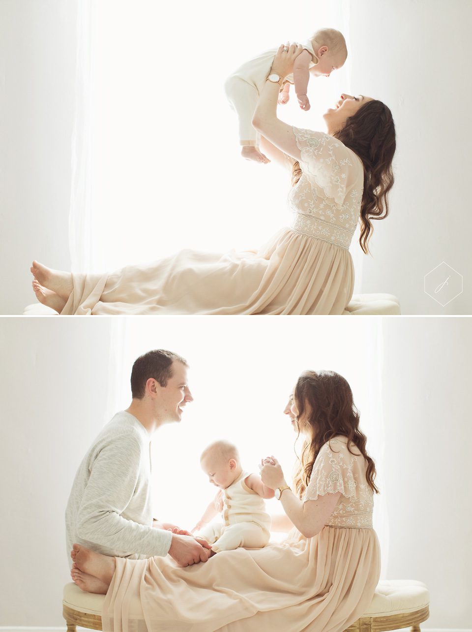 franklin-baby-photographers-mom and baby snuggles in front of window portrait