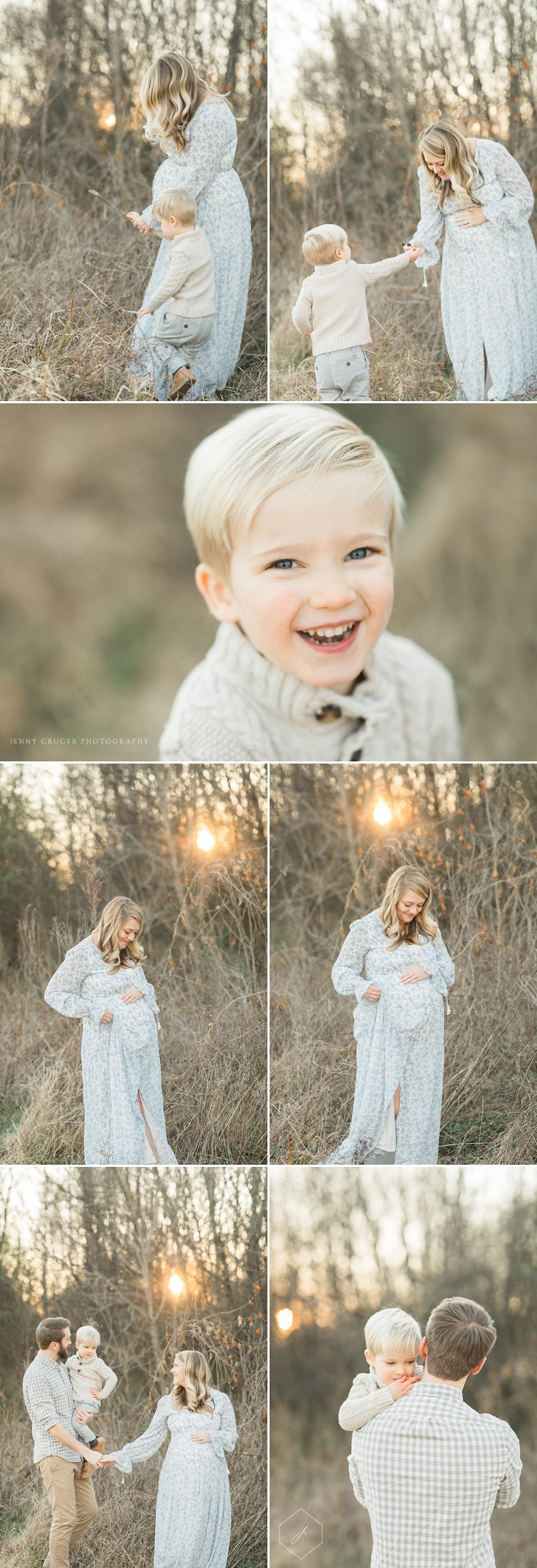 outdoor family pictures in field at sunset