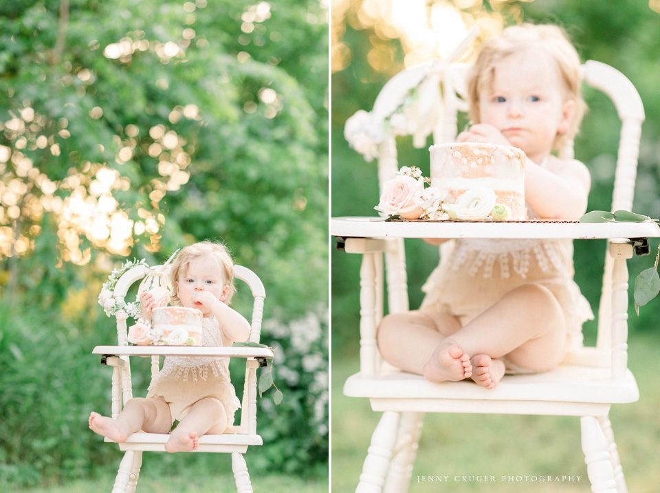 Nashville First Year photography baby cake smash at sunset