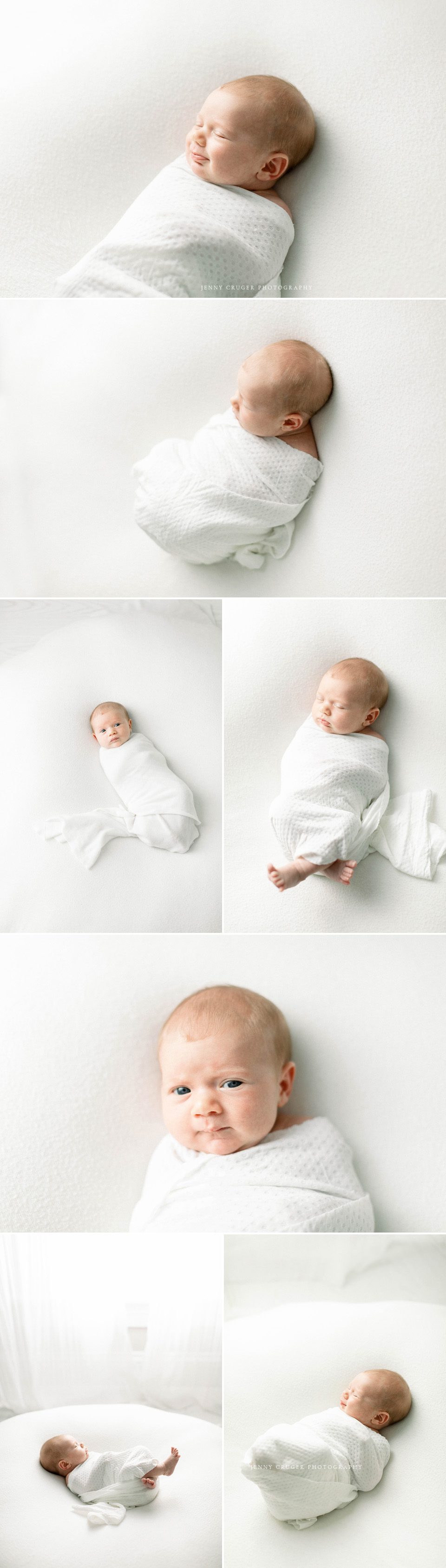 newborn baby on white blanket