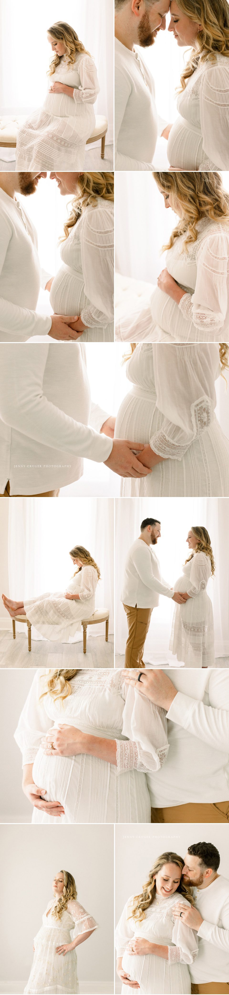 simple white studio maternity pictures 