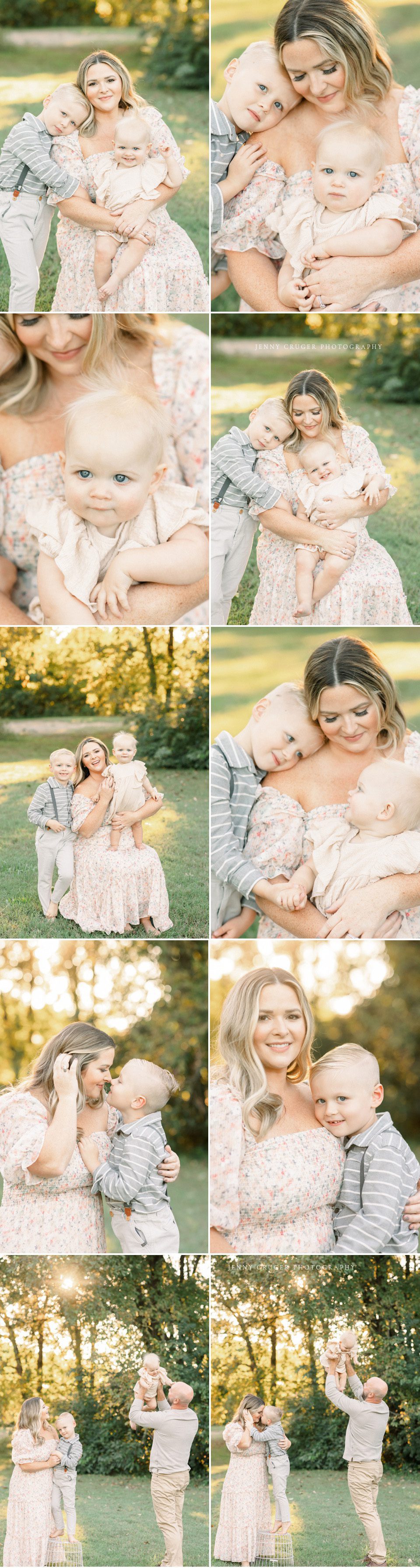 golden hour sunset family session in a field 