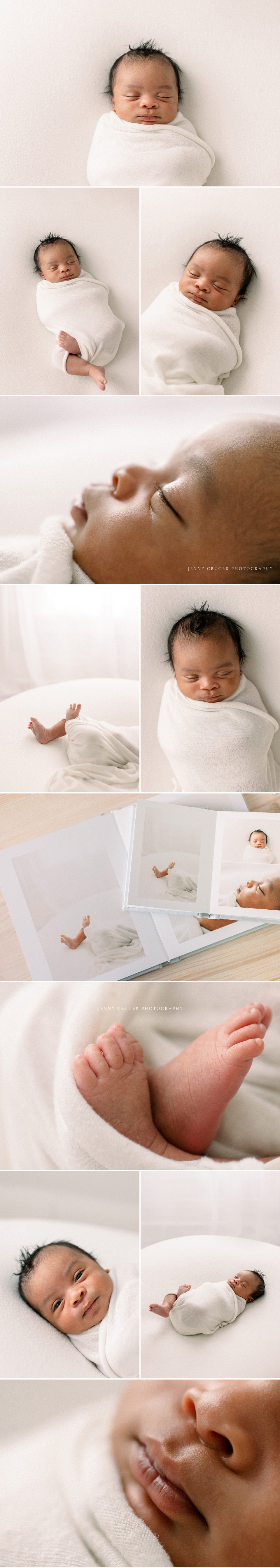 natural newborn posing on white 