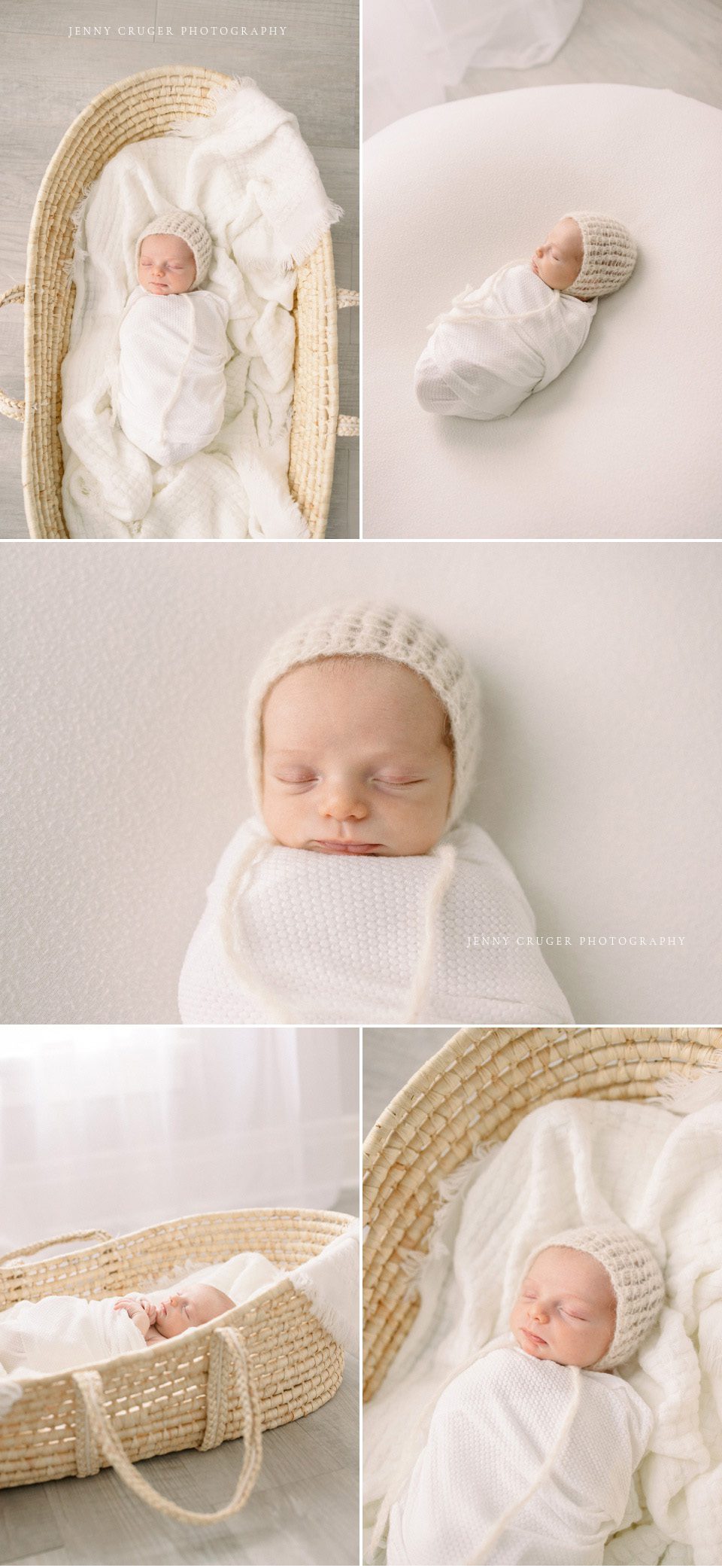 natural newborn photos in a moses basket 