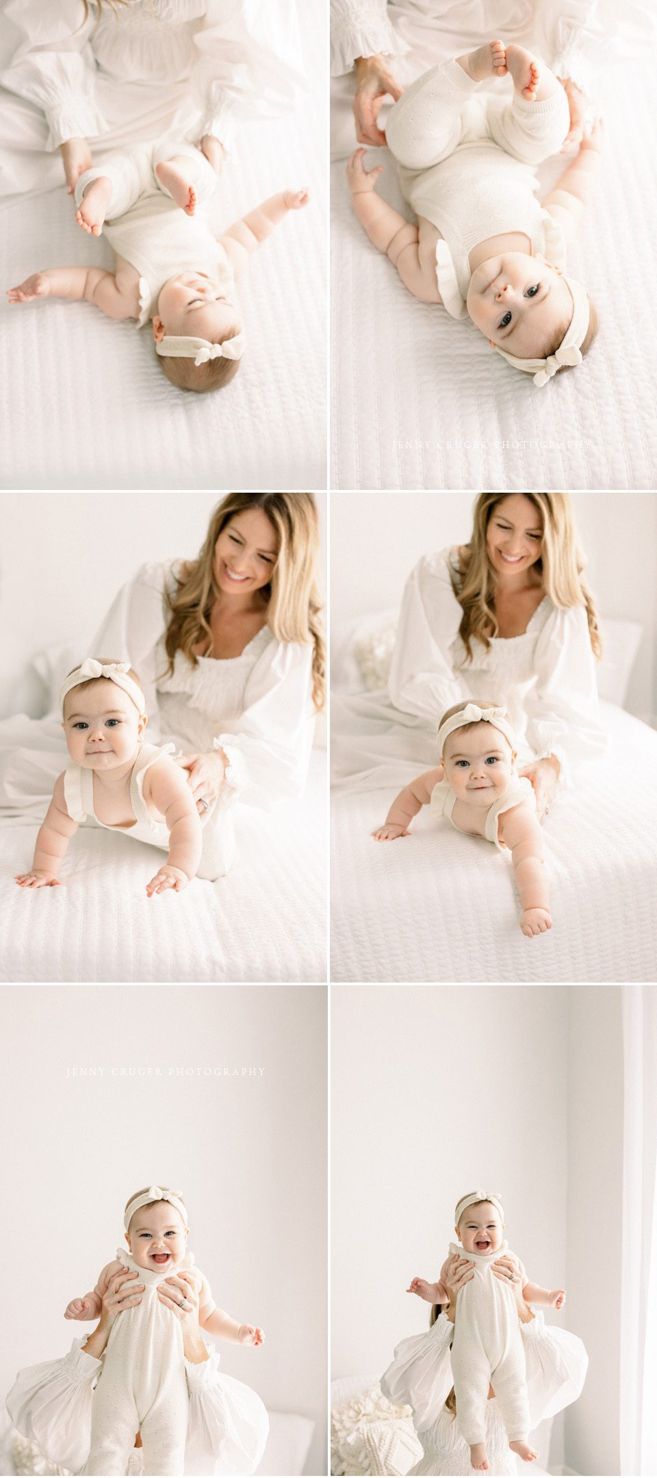9 month old baby session with simple and minimal white
