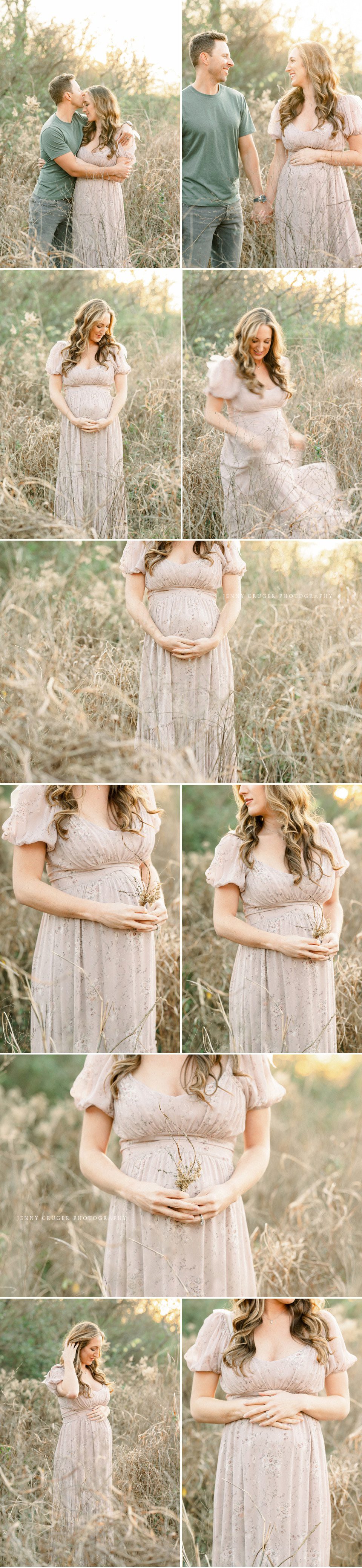 maternity session in the winter outside in a field