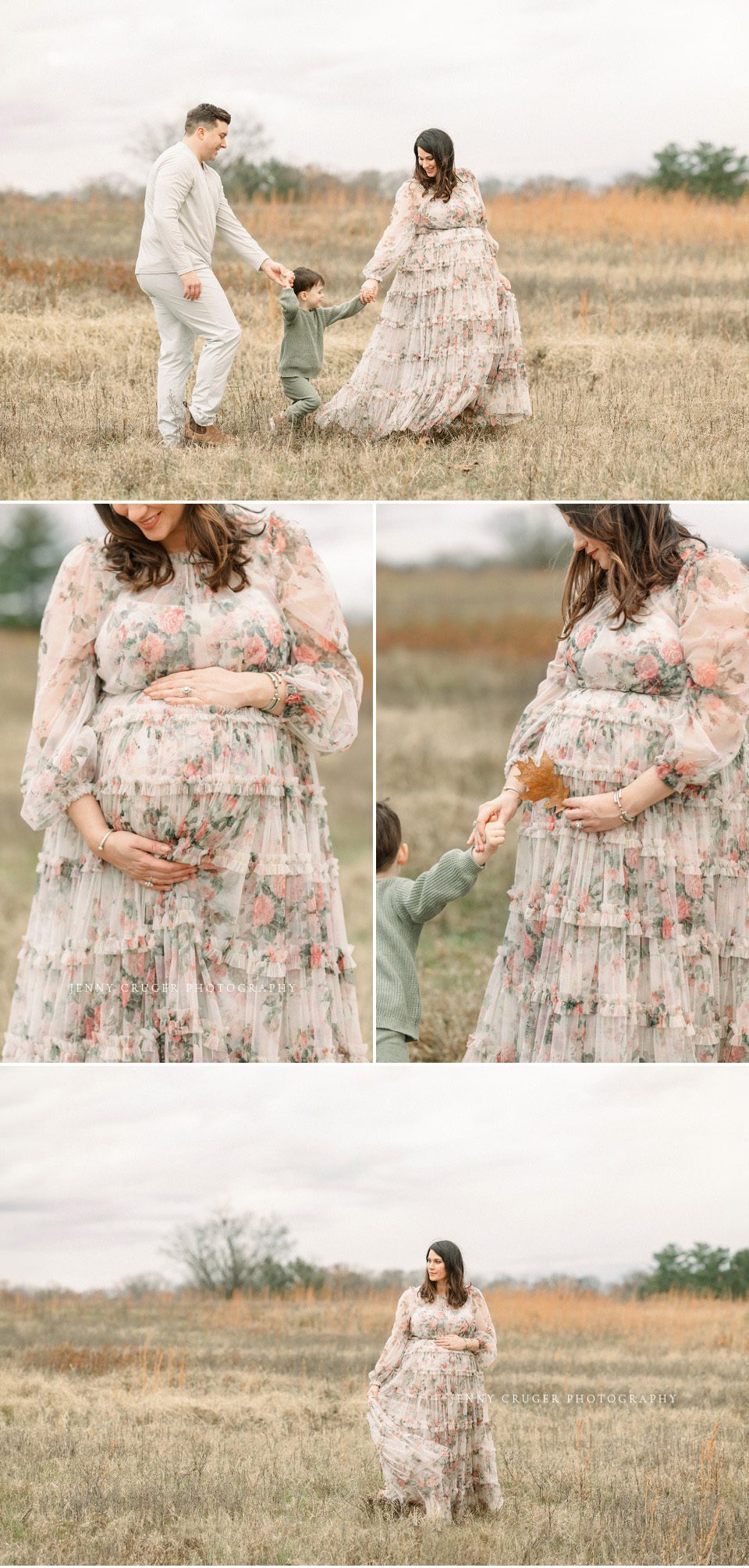 overcast field maternity session 