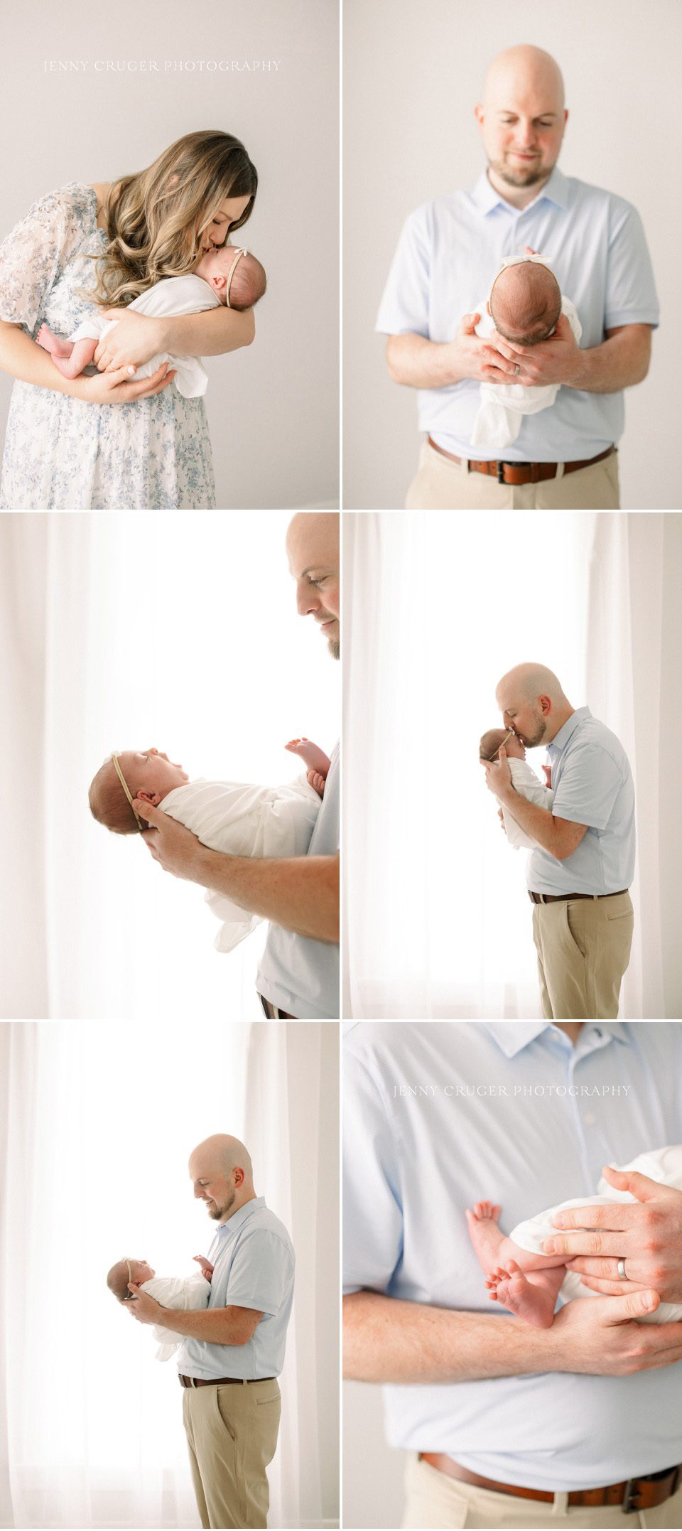 Newborn photography Nashville studio portrait of baby wrapped in soft neutral tones